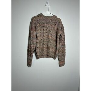 bartolini sweater Sz M Open‎ Knit  Wool Blend Made In Italy Crew Neck Casual